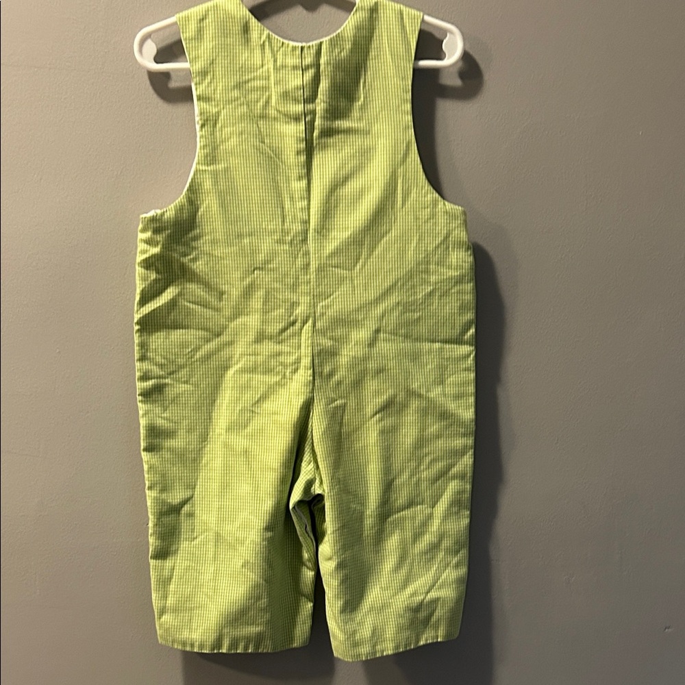 Candyland Green Gingham Smocked Owls John John - Picture 5 of 6